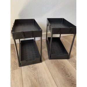 Under Sink Organizers and Storage, 2 Pack Sink Organizer with Hooks, 2 Tier